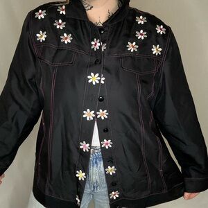 Bob Mackie Black Jacket with Daisy Embroidery